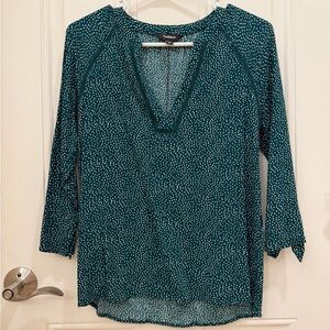 Express Teal Blouse with White Dots